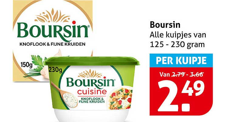 Boursin Alle kuipjes van 125 - 230 gram PER KUIJPJE