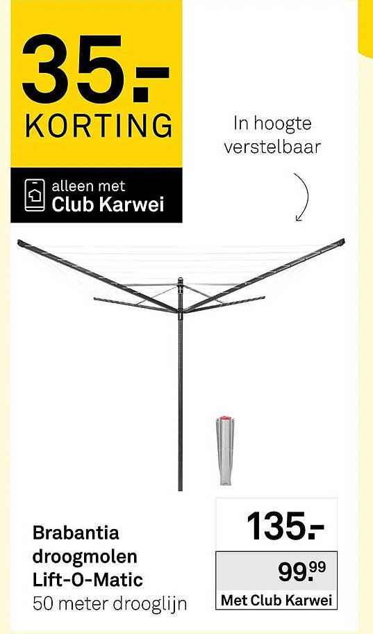 Brabantia droogmolen Lift-O-Matic 50 meter drooglijn