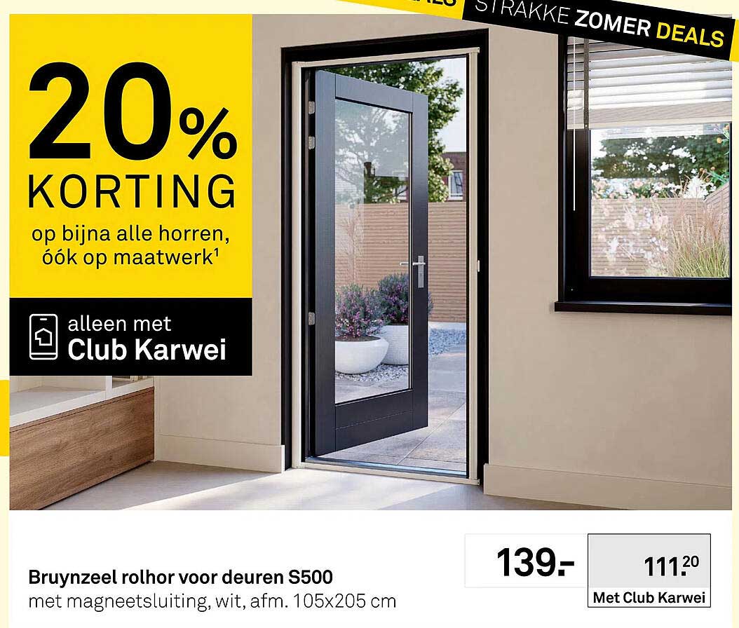 Bruynzeel rolhor voor deuren S500 met magneetsluiting, wit, afm. 105x205 cm