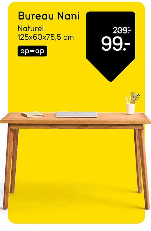 Bureau Nani Naturel 125x60x75,5 cm op=op