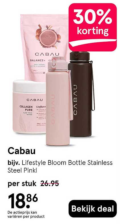 Cabau bijv. Lifestyle Bloom Bottle Stainless Steel Pink! 30% korting
