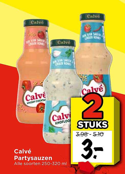 Calvé Partysauzen Alle soorten 250-320 ml 2 STUKS