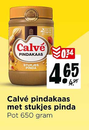 Calvé pindakaas met stukjes pinda Pot 650 gram