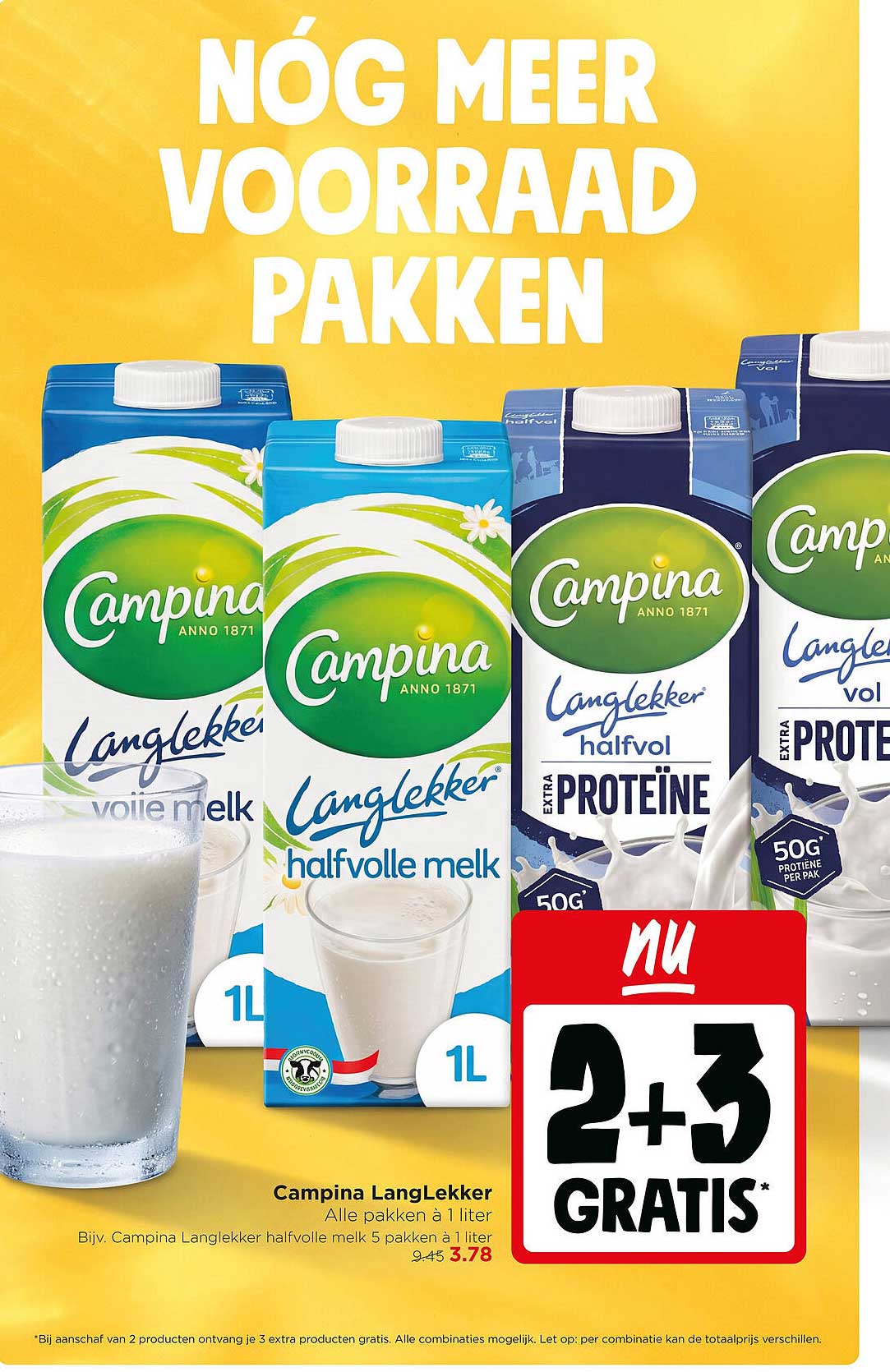 Campina LangLekker Alle pakken à 1 liter 2+3 GRATIS