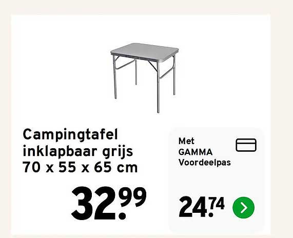 Campingtafel inklapbaar grijs 70 x 55 x 65 cm