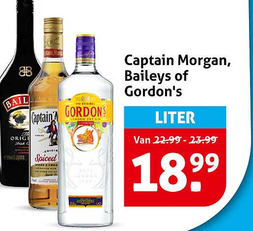 Captain Morgan, Baileys of Gordon's LITER