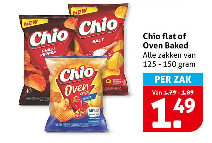 Chio flat of Oven Baked Alle zakken van 125 - 150 gram PER ZAK