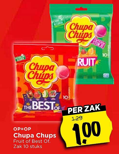 Chupa Chups Fruit of Best Of. Zak 10 stuks