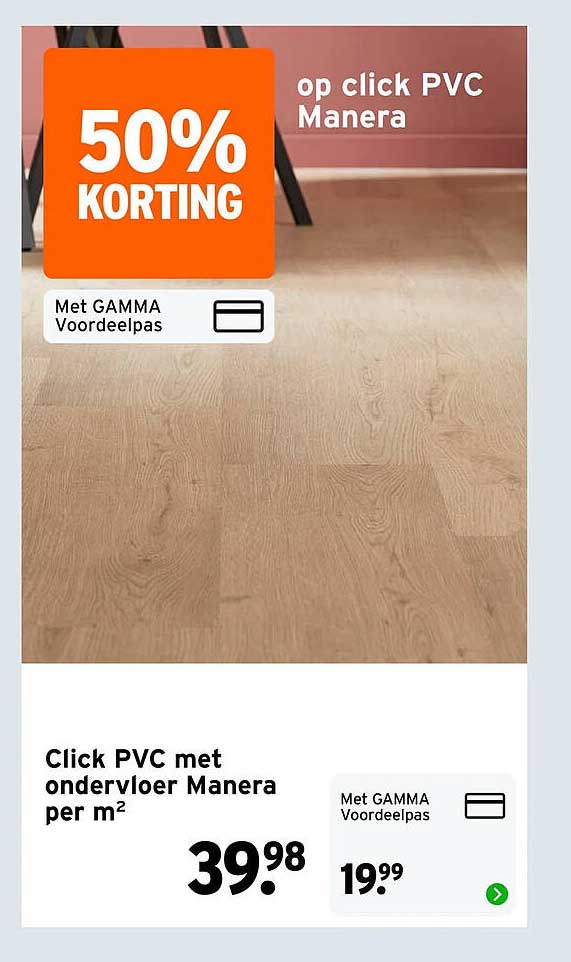 Click PVC met ondervloer Manera per m² 50% KORTING
