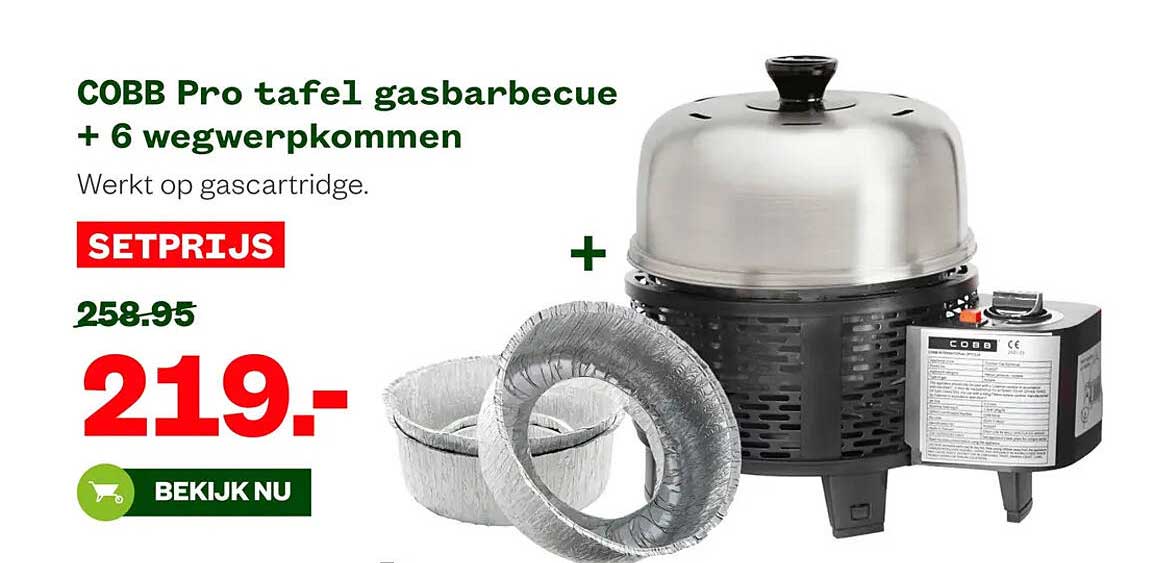 COBB Pro tafel gasbarbecue + 6 wegwerpkorven