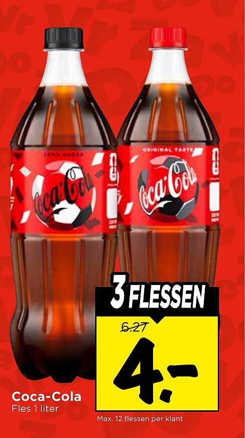Coca-Cola Fles 1 liter 3 FLESSEN