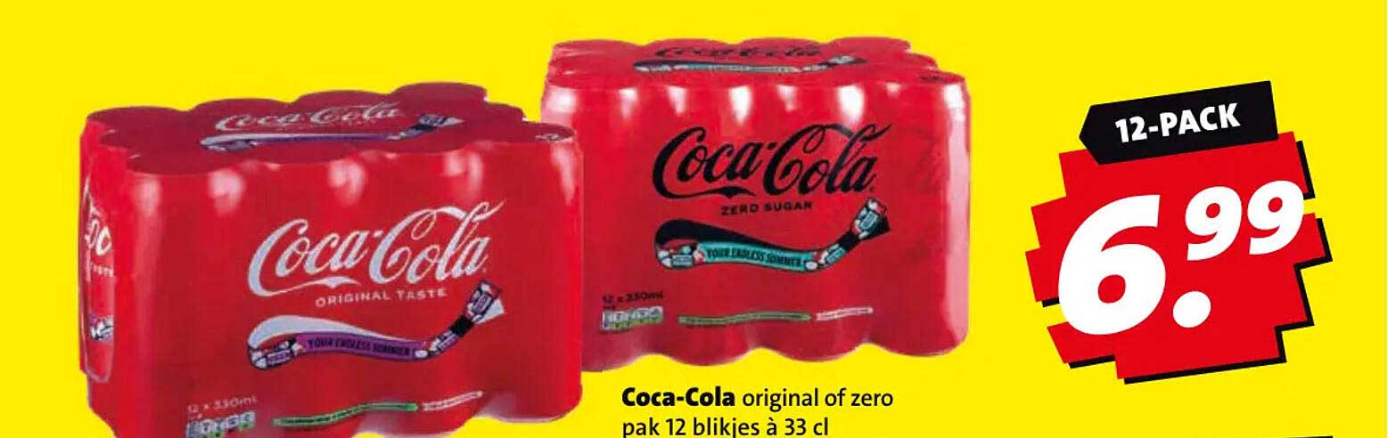 Coca-Cola original of zero pak 12 blikjes à 33 cl