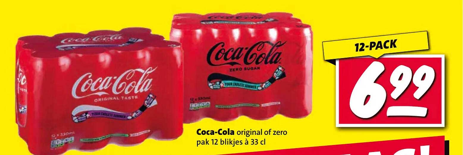 Coca-Cola original of zero pak 12 blikjes à 33 cl