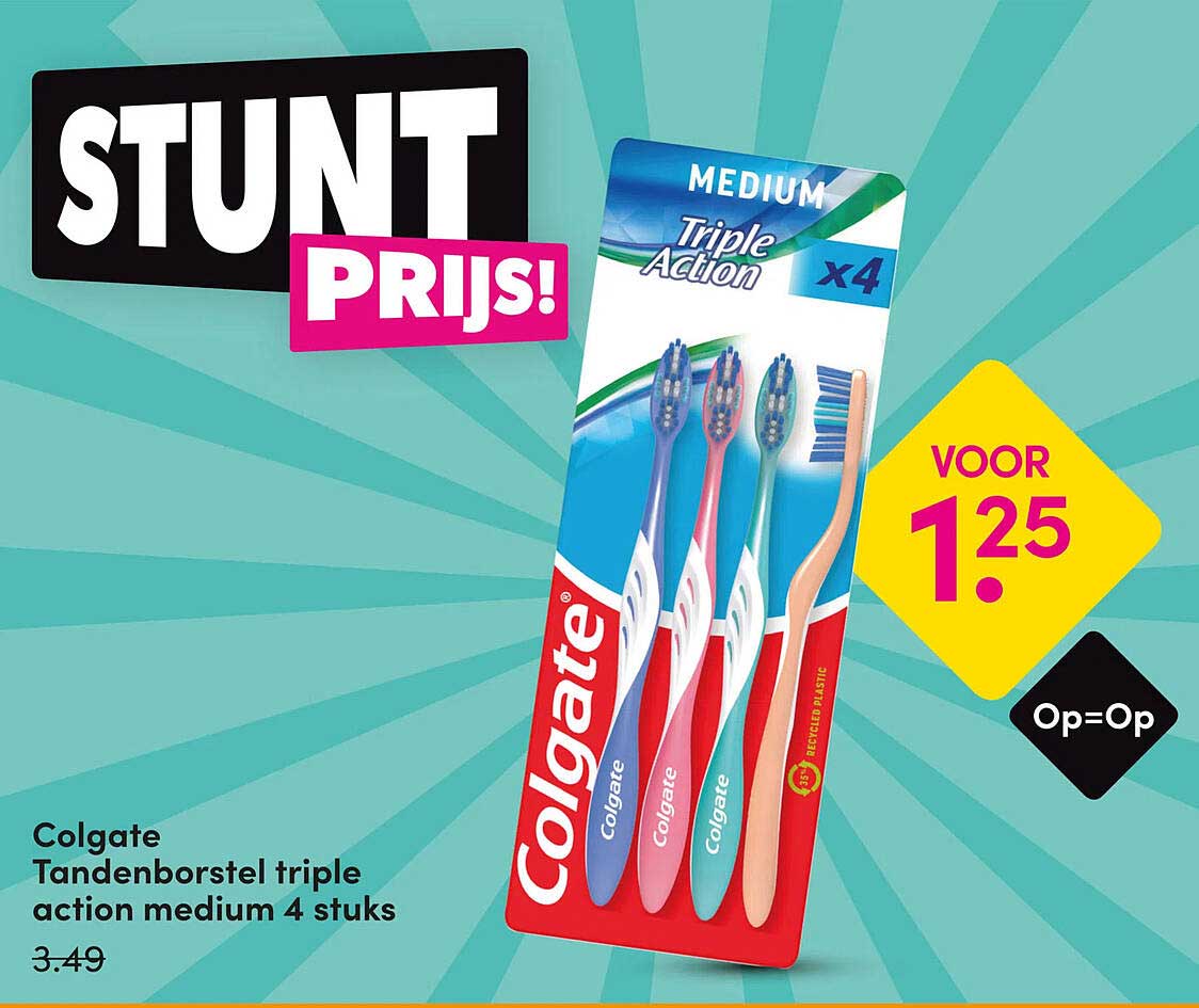 Colgate Tandenborstel triple action medium 4 stuks
