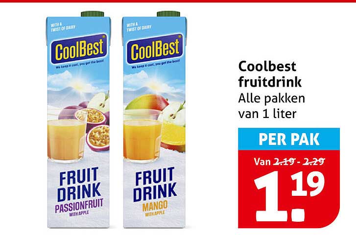 Coolbest fruitdrink Alle pakken van 1 liter PER PAK