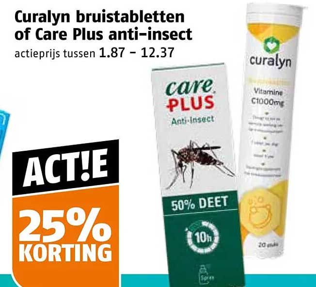 Curalyn bruistabletten of Care Plus anti-insect 25% korting