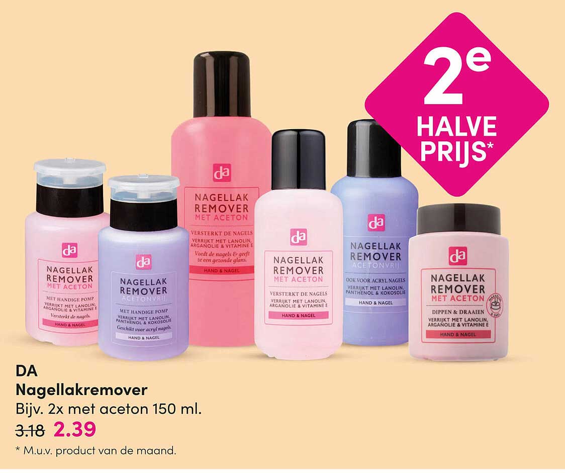 DA Nagellakremover 2e halve prijs