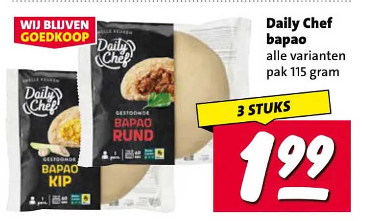 Daily Chef bapao alle varianten pak 115 gram 3 STUKS