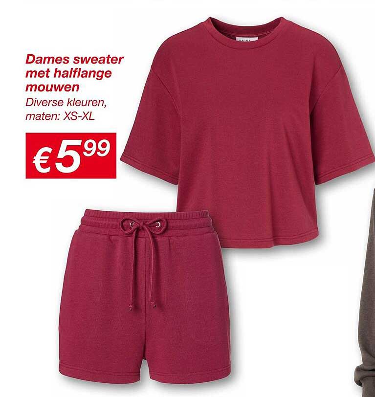 Dames sweater met halflange mouwen