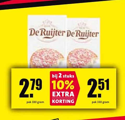 De Ruijter bij 2 stuks 10% EXTRA KORTING