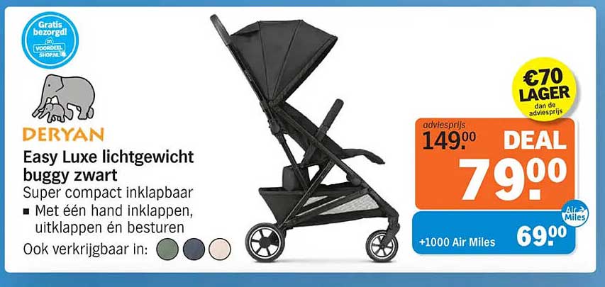 Deryan Easy Luxe lichtgewicht buggy zwart