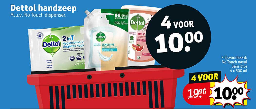Dettol handzeep M.u.v. No Touch dispenser. 4 voor