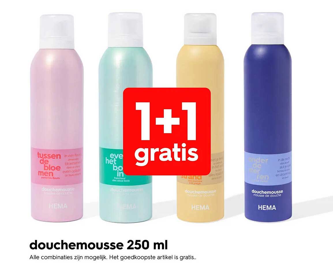 douchemousse 250 ml 1+1 gratis