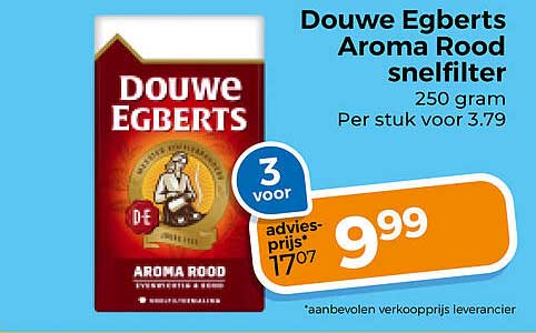 Douwe Egberts Aroma Rood snelfilter 250 gram 3 voor