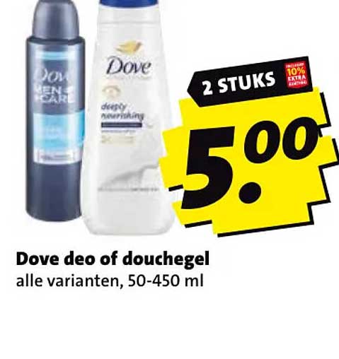 Dove deo of douchegel alle varianten, 50-450 ml 2 STUKS