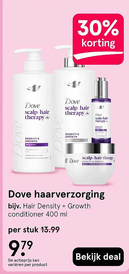 Dove haarverzorging bijv. Hair Density + Growth conditioner 400 ml 30% korting