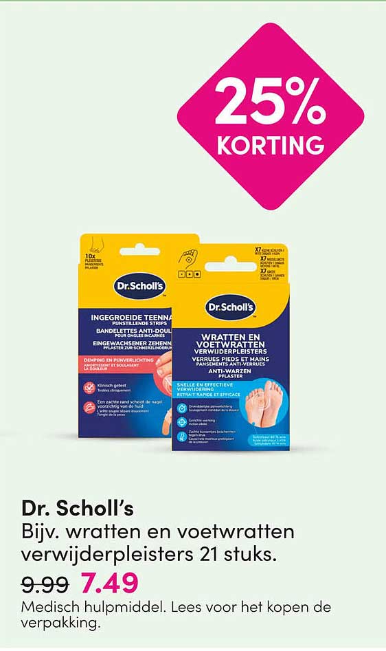 Dr. Scholl’s Bijv. wratten en voetwratten verwijderpleisters 21 stuks. 25% korting