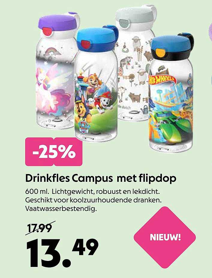 Drinkfles Campus met flipdop