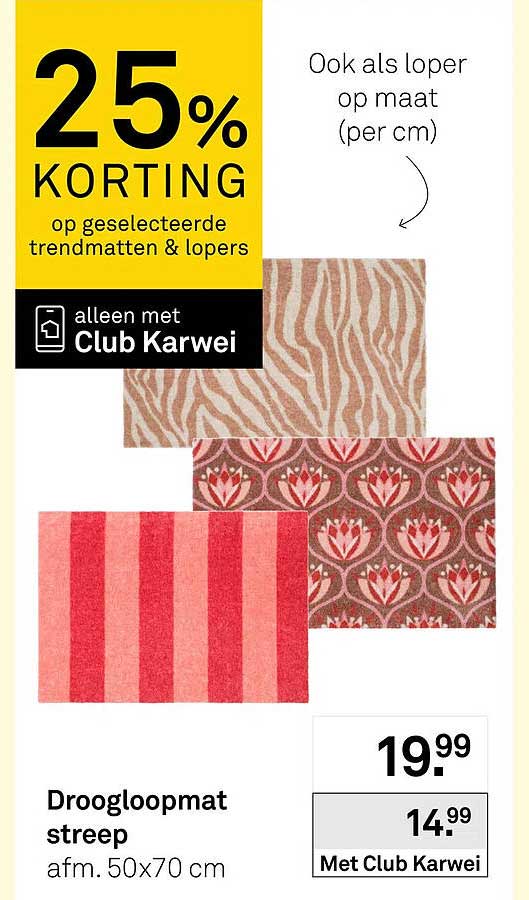 Droogloopmat streep afm. 50x70 cm
