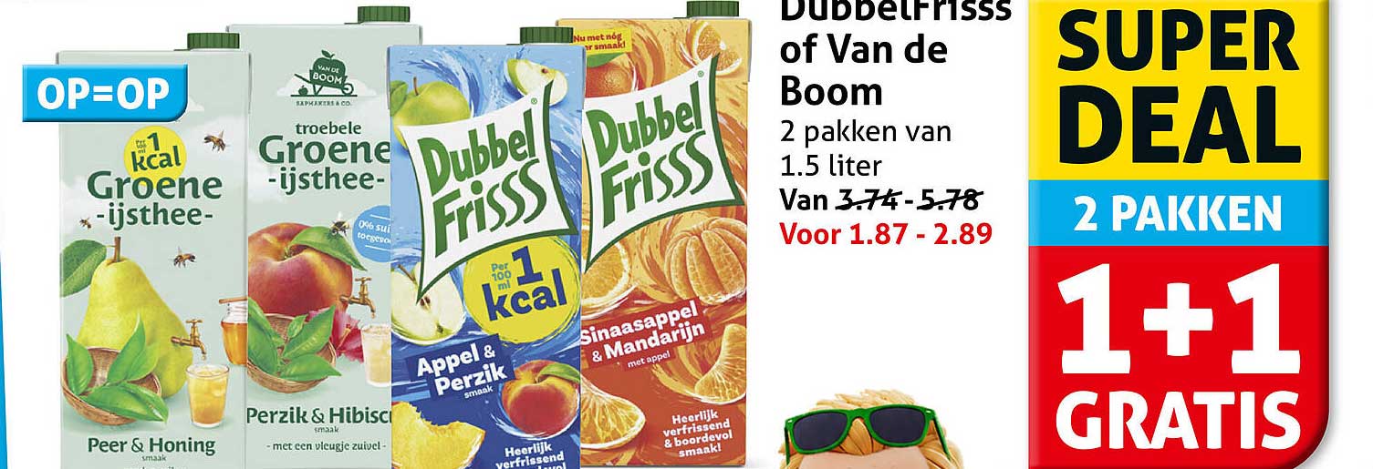 Dubbelfrisss of Van de Boom 2 pakken van 1.5 liter 1+1 gratis