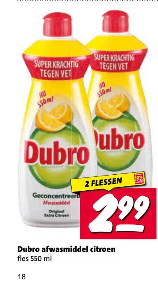 Dubro afwasmiddel citroen fles 550 ml 2 flessen