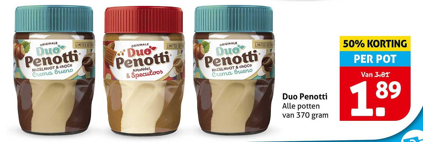 Duo Penotti Alle potten van 370 gram 50% korting per pot