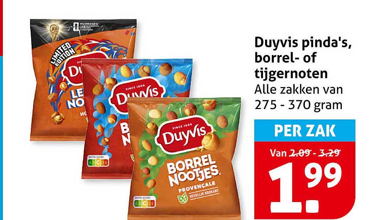 Duyvis pinda's, borrel- of tijgernoten