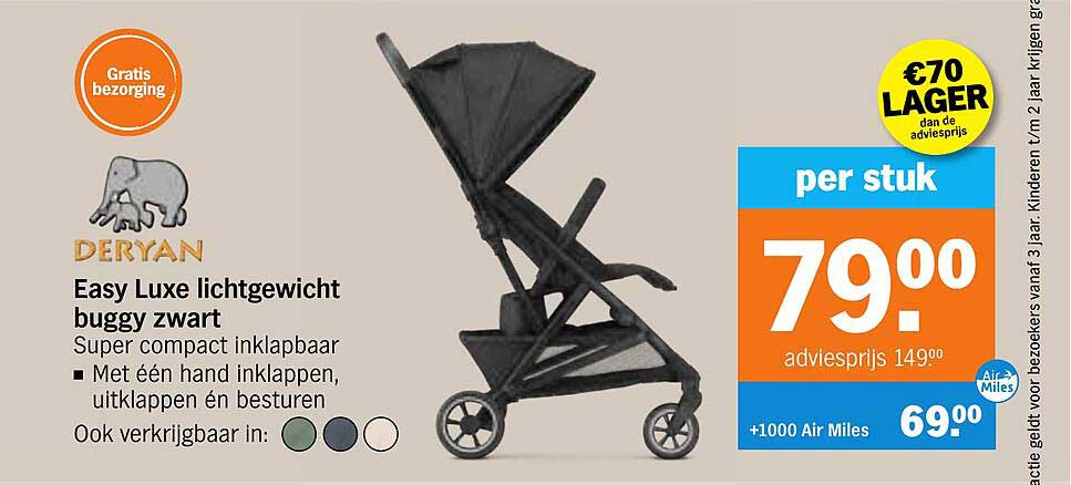 Easy Luxe lichtgewicht buggy zwart