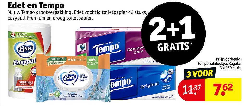 Edet en Tempo 2+1 GRATIS*