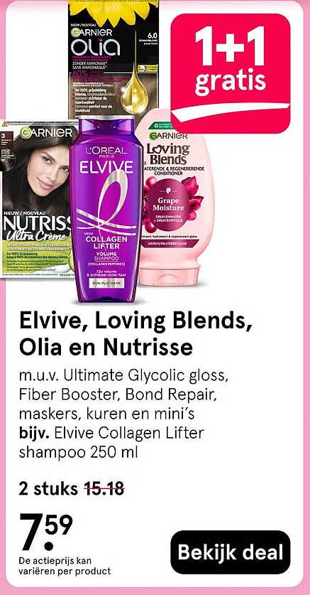 Elvive, Loving Blends, Olia en Nutrisse 1+1 gratis