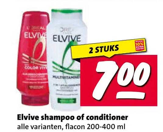 Elvive shampoo of conditioner alle varianten, flacon 200-400 ml 2 STUKS