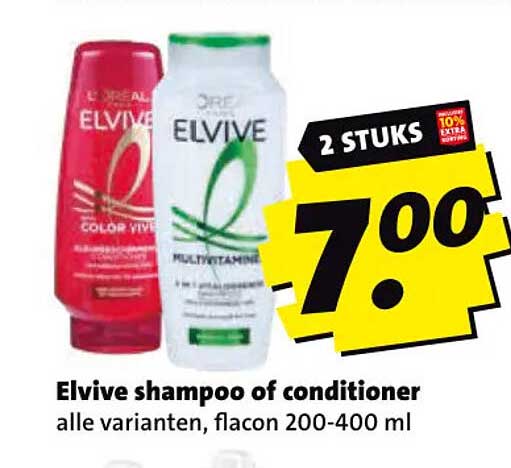 Elvive shampoo of conditioner alle varianten, flacon 200-400 ml 2 STUKS