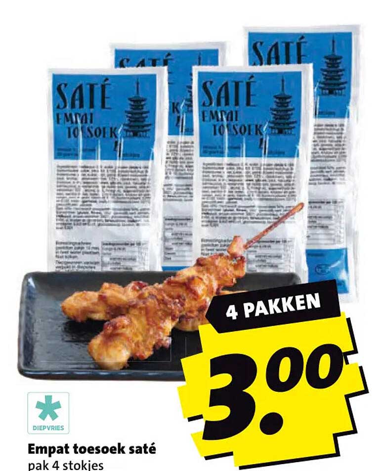 Empat toesoek saté pak 4 stokjes