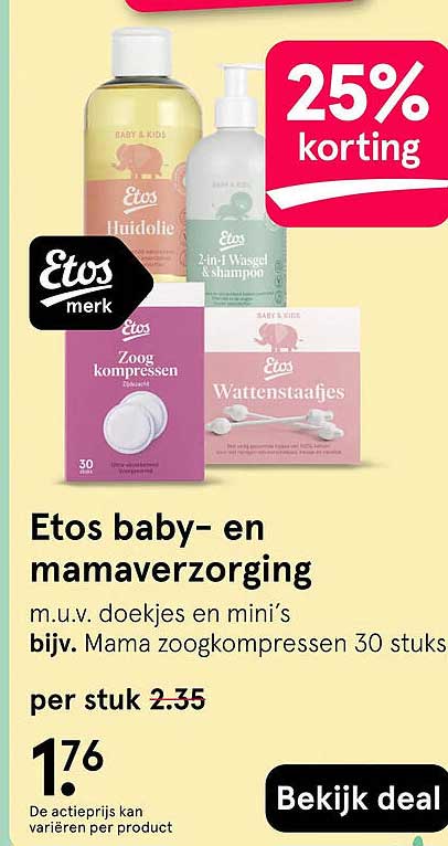 Etos baby- en mamaverzorging 25% korting