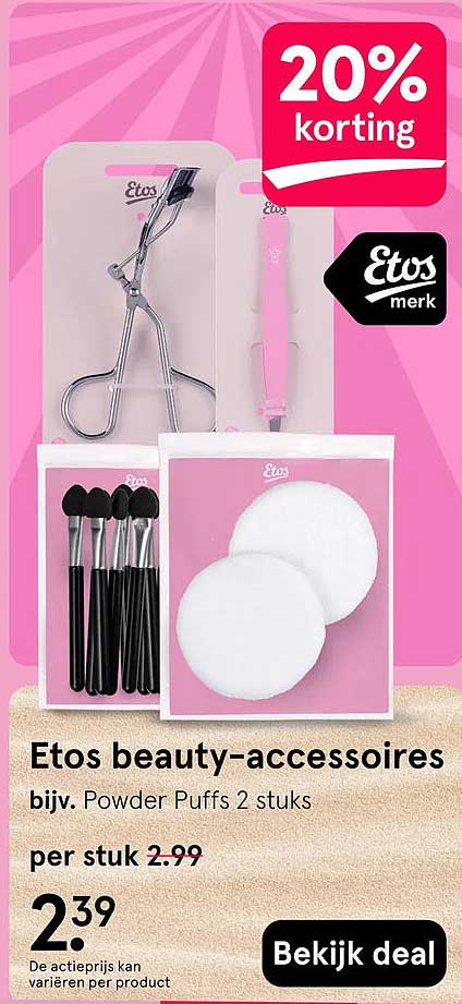 Etos beauty-accessoires bijv. Powder Puffs 2 stuks 20% korting