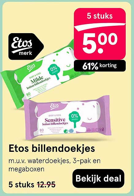 Etos billendoekjes m.u.v. waterdoekjes, 3-pak en megaboxen