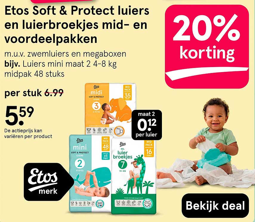 Etos Soft & Protect luiers en luierbroekjes mid- en voordeelpakken