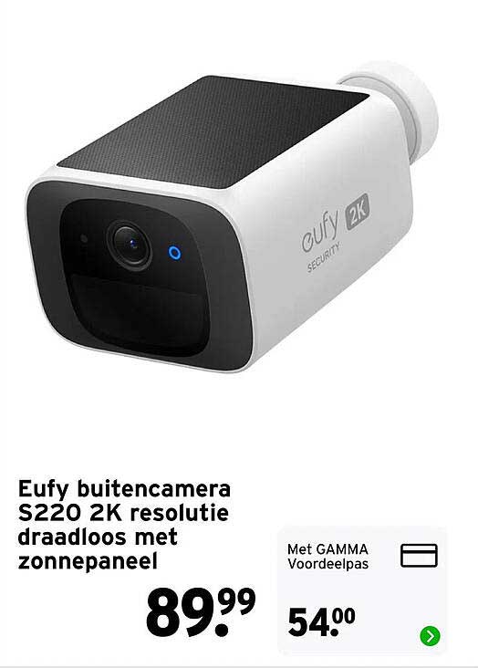 Eufy buitencamera S220 2K resolutie draadloos met zonnepaneel
