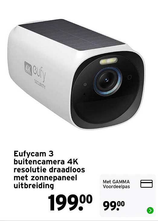 Eufycam 3 buitencamera 4K resolutie draadloos met zonnepaneel uitbreiding