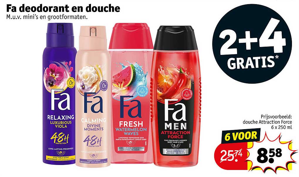 Fa deodorant en douche 2+4 GRATIS*